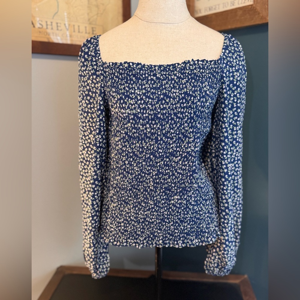 Elegant Blue Floral Women's Blouse
